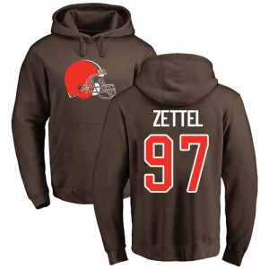 Anthony Zettel Brown Name & Number Logo - #97 Football Cleveland Browns Pullover Hoodie
