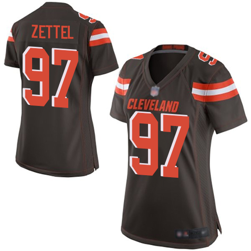 Game Women's Anthony Zettel Brown Home Jersey - #97 Football Cleveland Browns