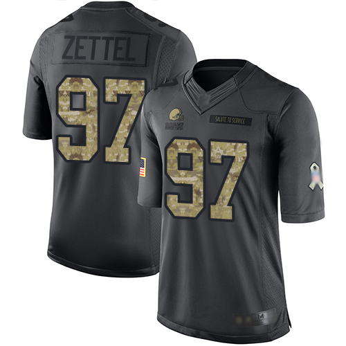 Limited Men's Anthony Zettel Black Jersey - #97 Football Cleveland Browns 2016 Salute to Service