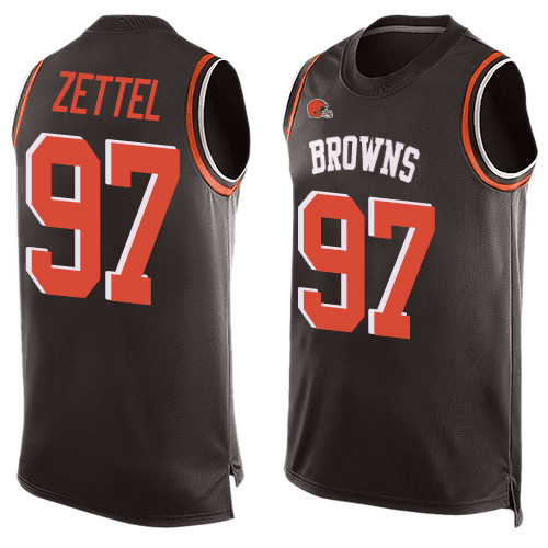 Limited Men's Anthony Zettel Brown Jersey - #97 Football Cleveland Browns Player Name & Number Tank Top