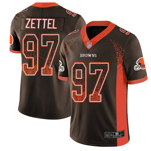 Limited Men's Anthony Zettel Brown Jersey - #97 Football Cleveland Browns Rush Drift Fashion