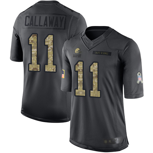 Limited Men's Antonio Callaway Black Jersey - #11 Football Cleveland Browns 2016 Salute to Service