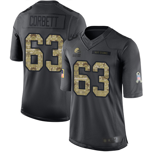 Limited Men's Austin Corbett Black Jersey - #63 Football Cleveland Browns 2016 Salute to Service