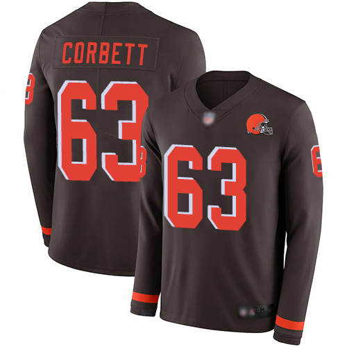 Limited Men's Austin Corbett Brown Jersey - #63 Football Cleveland Browns Therma Long Sleeve
