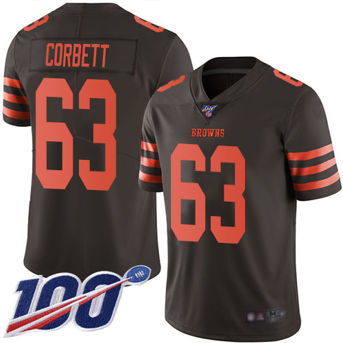 Limited Youth Austin Corbett Brown Jersey - #63 Football Cleveland Browns 100th Season Rush Vapor Untouchable