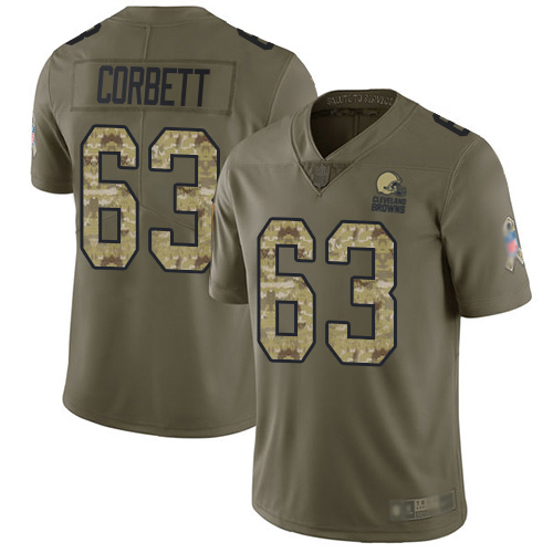 Limited Youth Austin Corbett Olive/Camo Jersey - #63 Football Cleveland Browns 2017 Salute to Service