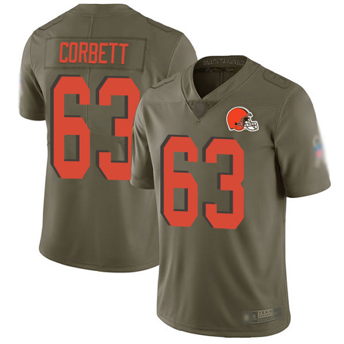 Limited Youth Austin Corbett Olive Jersey - #63 Football Cleveland Browns 2017 Salute to Service