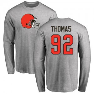 Chad Thomas Ash Name & Number Logo - #92 Football Cleveland Browns Long Sleeve T-Shirt