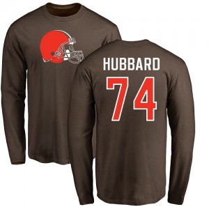 Chris Hubbard Brown Name & Number Logo - #74 Football Cleveland Browns Long Sleeve T-Shirt