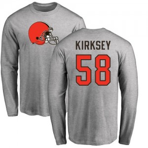 Christian Kirksey Ash Name & Number Logo - #58 Football Cleveland Browns Long Sleeve T-Shirt