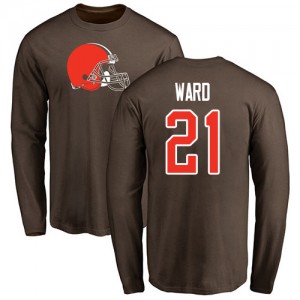 Denzel Ward Brown Name & Number Logo - #21 Football Cleveland Browns Long Sleeve T-Shirt