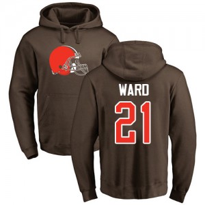 Denzel Ward Brown Name & Number Logo - #21 Football Cleveland Browns Pullover Hoodie