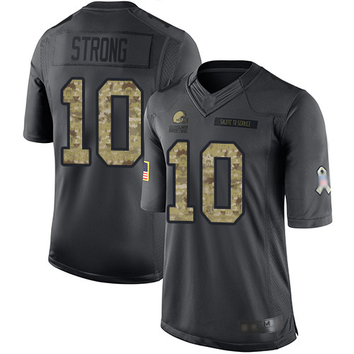 Limited Men's Jaelen Strong Black Jersey - #10 Football Cleveland Browns 2016 Salute to Service