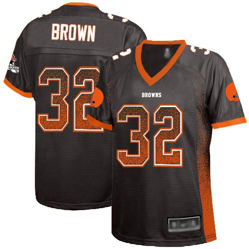 Elite Women's Jim Brown Brown Jersey - #32 Football Cleveland Browns Drift Fashion