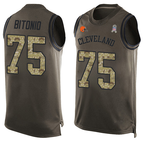 Limited Men's Joel Bitonio Green Jersey - #75 Football Cleveland Browns Salute to Service Tank Top
