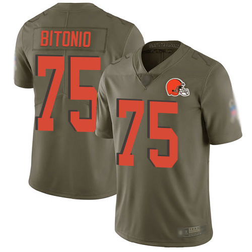 Limited Men's Joel Bitonio Olive Jersey - #75 Football Cleveland Browns 2017 Salute to Service