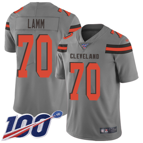 Limited Men's Kendall Lamm Gray Jersey - #70 Football Cleveland Browns 100th Season Inverted Legend