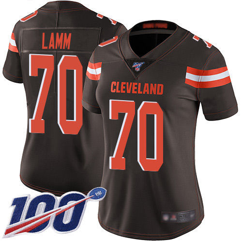 Limited Women's Kendall Lamm Brown Home Jersey - #70 Football Cleveland Browns 100th Season Vapor Untouchable