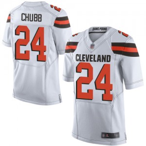 Elite Men's Nick Chubb White Road Jersey - #24 Football Cleveland Browns
