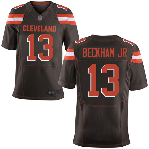Elite Men's Odell Beckham Jr. Brown Home Jersey - #13 Football Cleveland Browns