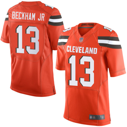 Elite Men's Odell Beckham Jr. Orange Alternate Jersey - #13 Football Cleveland Browns