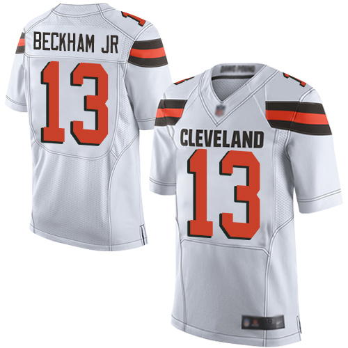 Elite Men's Odell Beckham Jr. White Road Jersey - #13 Football Cleveland Browns