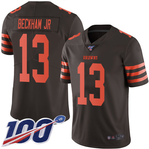 Limited Men's Odell Beckham Jr. Brown Jersey - #13 Football Cleveland Browns 100th Season Rush Vapor Untouchable