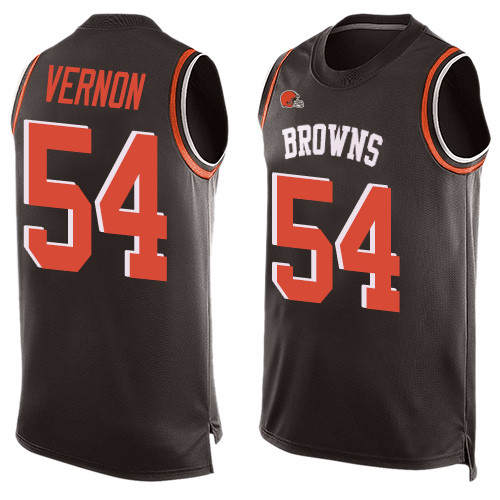 Limited Men's Olivier Vernon Brown Jersey - #54 Football Cleveland Browns Player Name & Number Tank Top