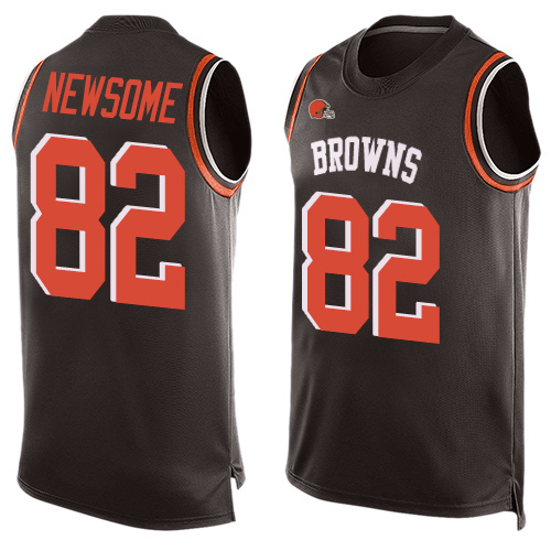 Limited Men's Ozzie Newsome Brown Jersey - #82 Football Cleveland Browns Player Name & Number Tank Top