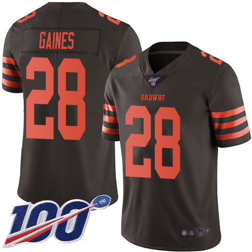 Limited Men's Phillip Gaines Brown Jersey - #28 Football Cleveland Browns 100th Season Rush Vapor Untouchable