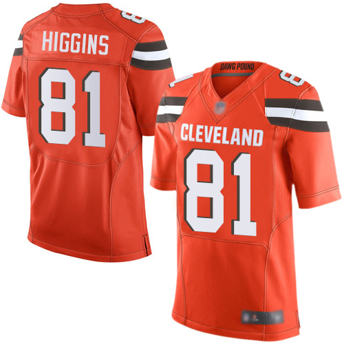Elite Men's Rashard Higgins Orange Alternate Jersey - #81 Football Cleveland Browns