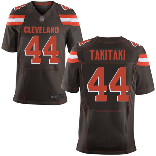 Elite Men's Sione Takitaki Brown Home Jersey - #44 Football Cleveland Browns