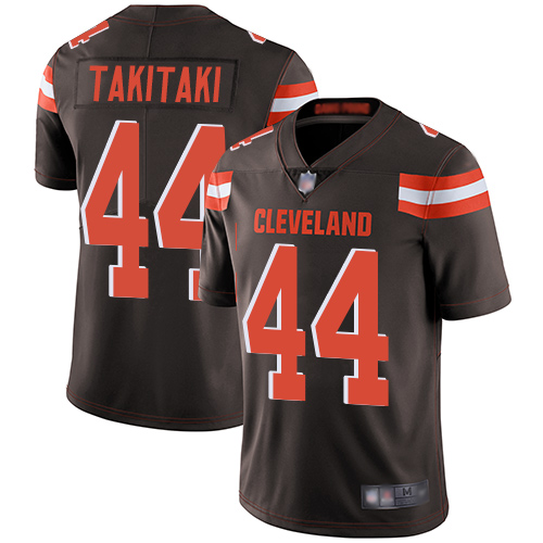 Limited Men's Sione Takitaki Brown Home Jersey - #44 Football Cleveland Browns Vapor Untouchable