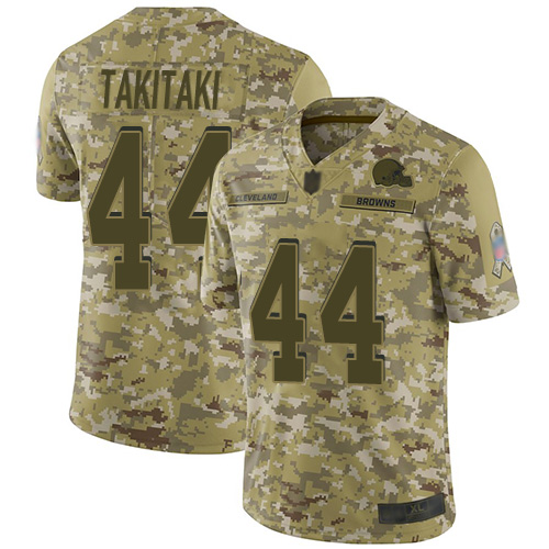 Limited Men's Sione Takitaki Camo Jersey - #44 Football Cleveland Browns 2018 Salute to Service