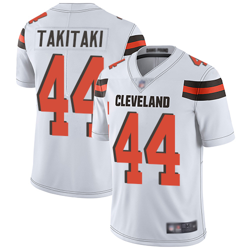 Limited Men's Sione Takitaki White Road Jersey - #44 Football Cleveland Browns Vapor Untouchable