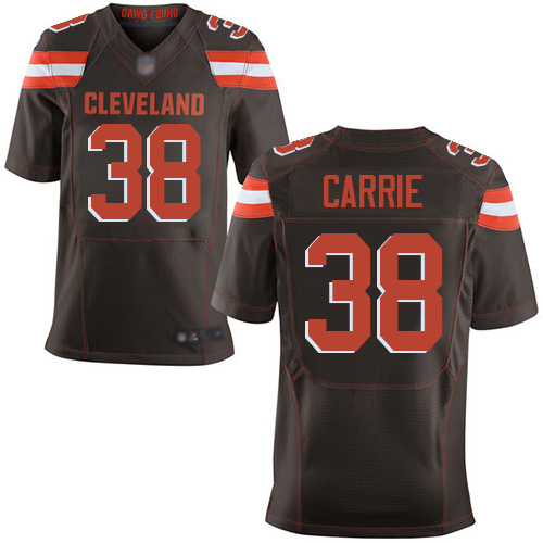 Elite Men's T. J. Carrie Brown Home Jersey - #38 Football Cleveland Browns