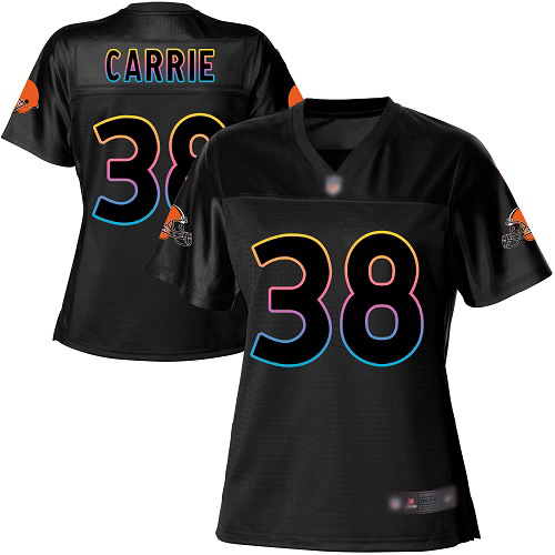 Game Women's T. J. Carrie Black Jersey - #38 Football Cleveland Browns Fashion