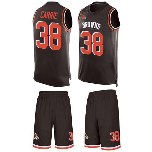 Limited Men's T. J. Carrie Brown Jersey - #38 Football Cleveland Browns Tank Top Suit