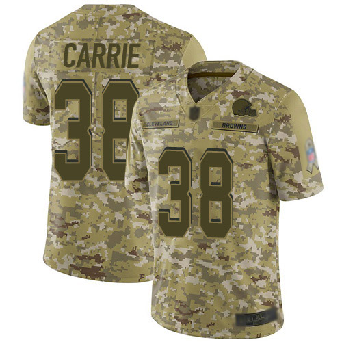 Limited Men's T. J. Carrie Camo Jersey - #38 Football Cleveland Browns 2018 Salute to Service