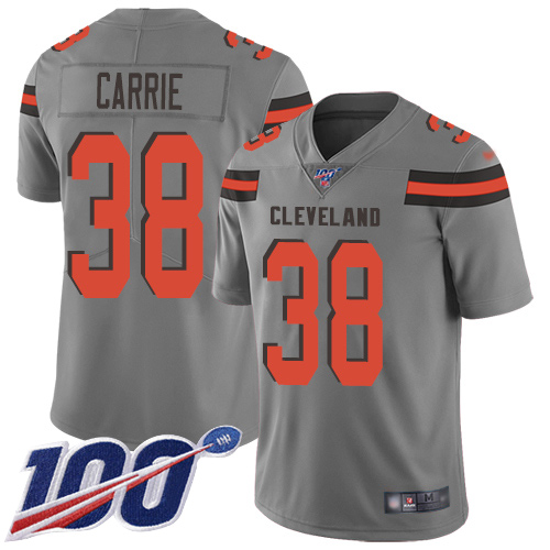 Limited Men's T. J. Carrie Gray Jersey - #38 Football Cleveland Browns 100th Season Inverted Legend