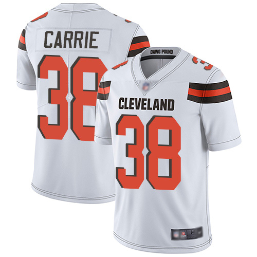 Limited Men's T. J. Carrie White Road Jersey - #38 Football Cleveland Browns Vapor Untouchable