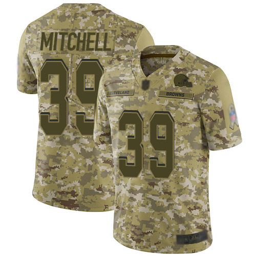 Limited Men's Terrance Mitchell Camo Jersey - #39 Football Cleveland Browns 2018 Salute to Service