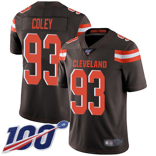 Limited Men's Trevon Coley Brown Home Jersey - #93 Football Cleveland Browns 100th Season Vapor Untouchable