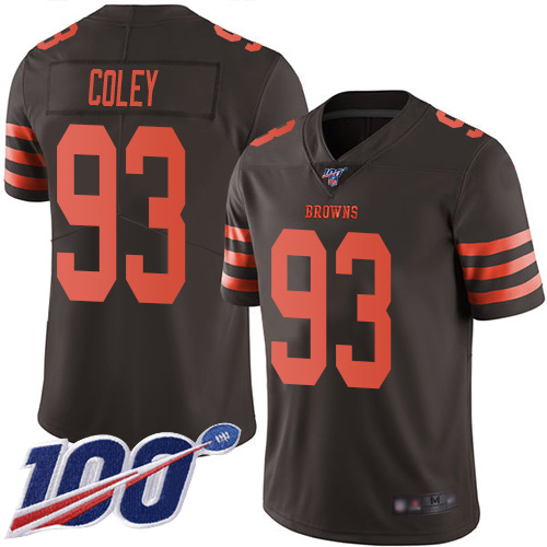 Limited Men's Trevon Coley Brown Jersey - #93 Football Cleveland Browns 100th Season Rush Vapor Untouchable