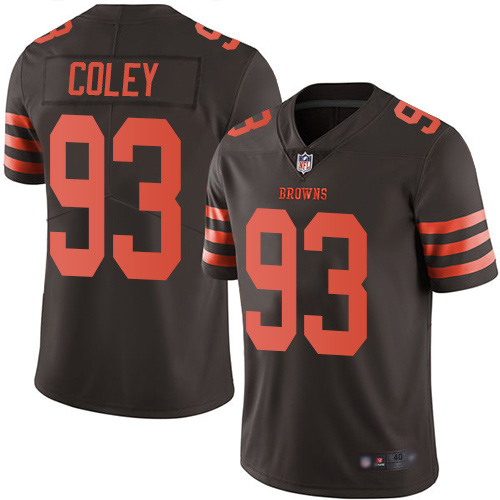 Limited Men's Trevon Coley Brown Jersey - #93 Football Cleveland Browns Rush Vapor Untouchable