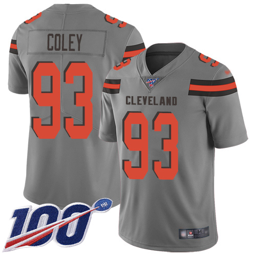 Limited Men's Trevon Coley Gray Jersey - #93 Football Cleveland Browns 100th Season Inverted Legend